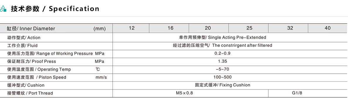 ESTA薄型氣缸（預(yù)伸型）