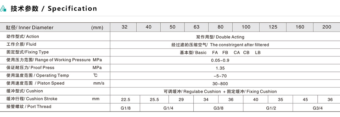 ESGCD ISO標(biāo)準(zhǔn)氣缸（雙伸桿型）